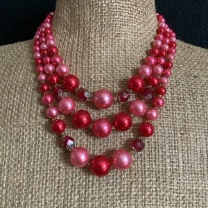 Elegant Pink and Red Beaded Necklace